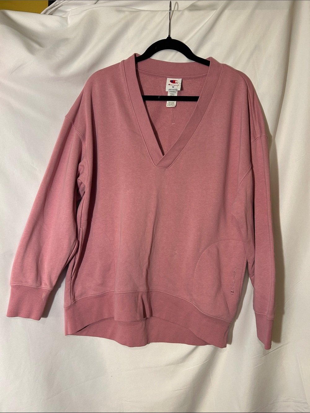 Champion Women's V-Neck Pullover Sweatshirt - Rose Pink